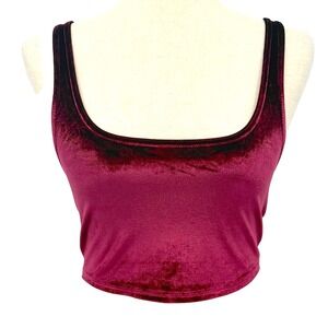 Anthropologie Womens Top Burgundy XXS XS Velvet Y2K Fairy Goth Soft Cropped Tank